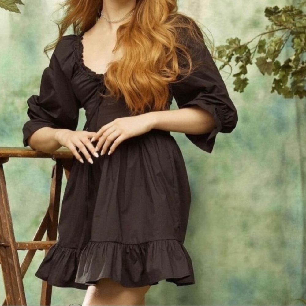Hill House Samantha Black Poplin Dress XS